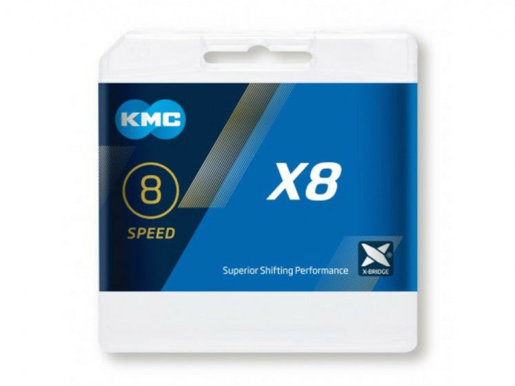 Laad de afbeelding in de Gallery-viewer, Kmc Ketting X8 1/2-3/32 Inch 114 Schakels 8S Zilver
