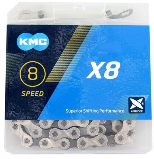 Laad de afbeelding in de Gallery-viewer, Kmc Ketting X8 Smal 1/2 X 3/32 Inch 114S 6/7/8 Speed Staal
