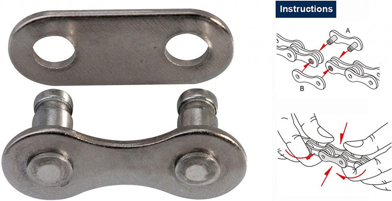 Laad de afbeelding in de Gallery-viewer, Kmc Verbindingsschakel Snap-On Breed 1/8 Staal Zilver 2 Stuks
