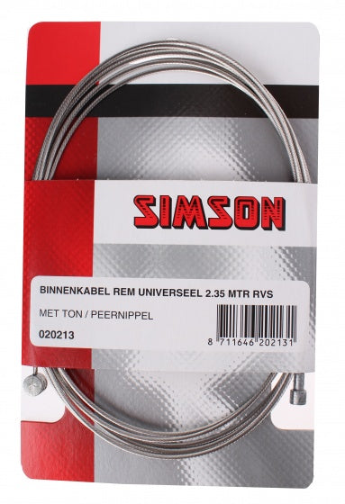 Simson Binnenkabel Rem 2250 Mm Rvs Zilver