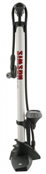 Laad de afbeelding in de Gallery-viewer, Simson Fietspomp Met Manometer Staal 61 Cm Wit (020601)
