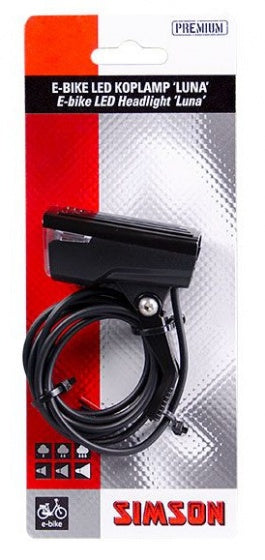 Laad de afbeelding in de Gallery-viewer, Simson Koplamp Luna E-Bike Led 6 Cm Voorvork 25 Lux Zwart

