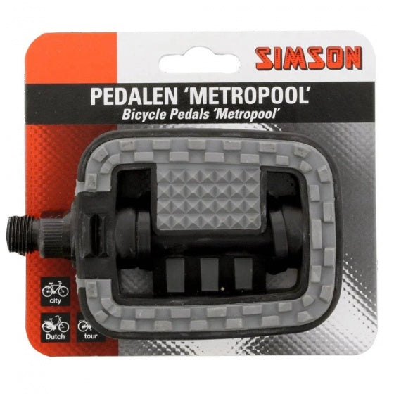 Laad de afbeelding in de Gallery-viewer, Simson Pedalen Set Metropool 9/16 Inch Grijs/Zwart
