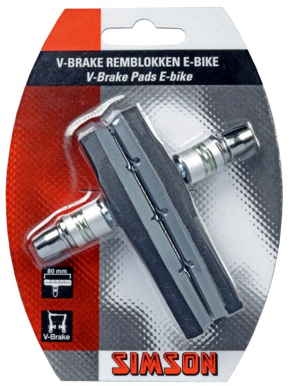 Laad de afbeelding in de Gallery-viewer, Simson Remblokken V-Brake 80 X 13 Mm Zwart/Grijs 2 Stuks
