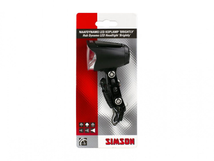 Laad de afbeelding in de Gallery-viewer, Simson Voorlicht Brightly Naafdynamo Led 70 Lux Zwart
