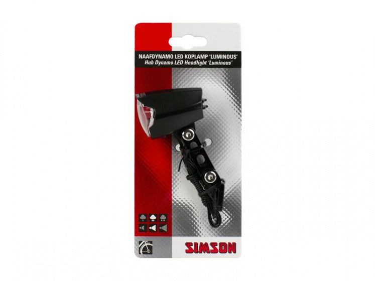 Laad de afbeelding in de Gallery-viewer, Simson Voorlicht Luminous Naafdynamo Led 30 Lux Zwart
