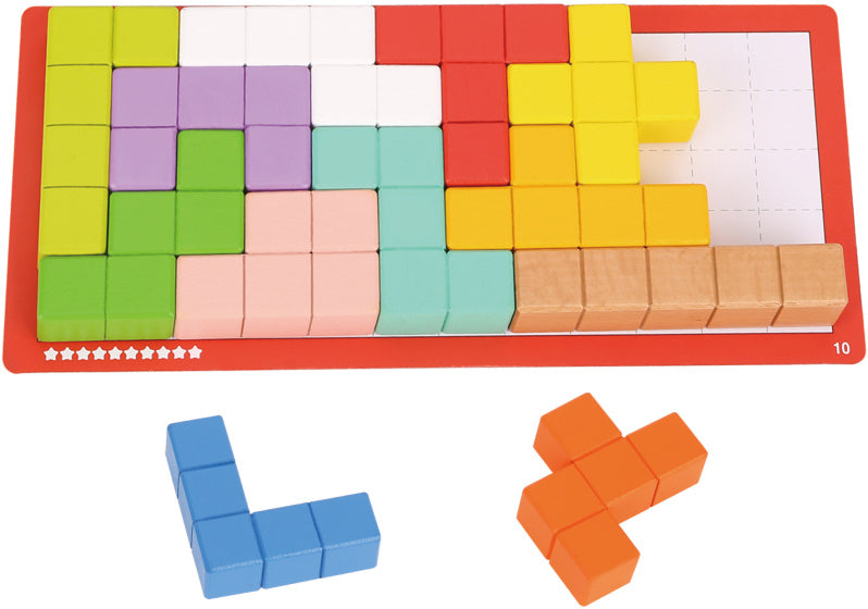Laad de afbeelding in de Gallery-viewer, Tooky Toy Kubuspuzzel 10 Levels Educatief Houten Denkspel 23-Delig
