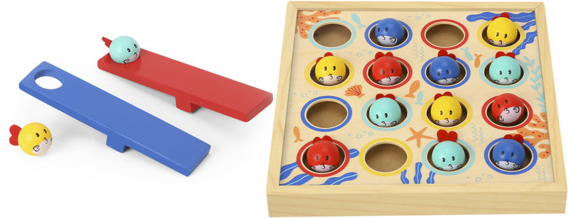Laad de afbeelding in de Gallery-viewer, Tooky Toy Flying Fish Diving Houten Behendigheidsspel 19-Delig
