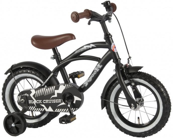 Volare Black Cruiser 14 Inch 25 Cm Jongens Terugtraprem Matzwart