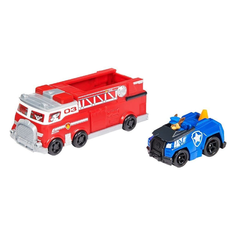 Laad de afbeelding in de Gallery-viewer, Paw Patrol True Metal Teamvoertuig Brandweerwagen En Chase-Reddingsvoertuig
