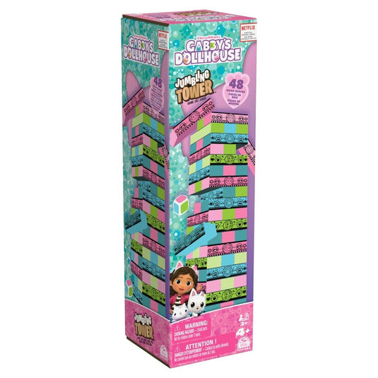 Spin Master Gabby's Dollhouse Jumbling Tower Blokkentoren Spel Met 48 Houten Blokjes