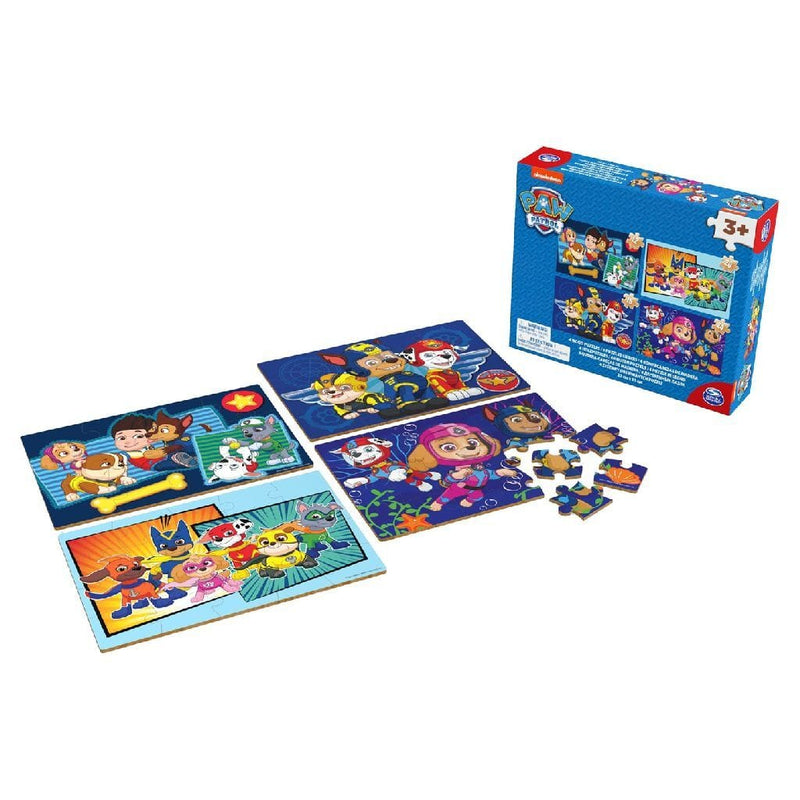 Laad de afbeelding in de Gallery-viewer, Paw Patrol Shoe Box 4 Houten Puzzels 12-16-20-24 Stukjes
