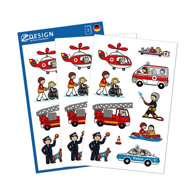 Laad de afbeelding in de Gallery-viewer, Avery Av-54137 Z-Design Kids Stickers Hulpdiensten 3 Vel
