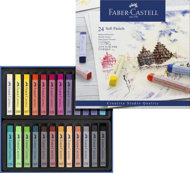 Laad de afbeelding in de Gallery-viewer, Faber Castell Fc-128324 Pastelkrijt Creative Studio Softpastel 24 Delig Etui
