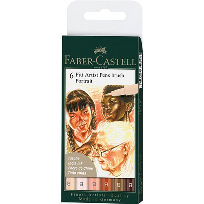 Faber Castell Fc-167167 Pitt Artist Pens Brush Portrait 6 Stuks