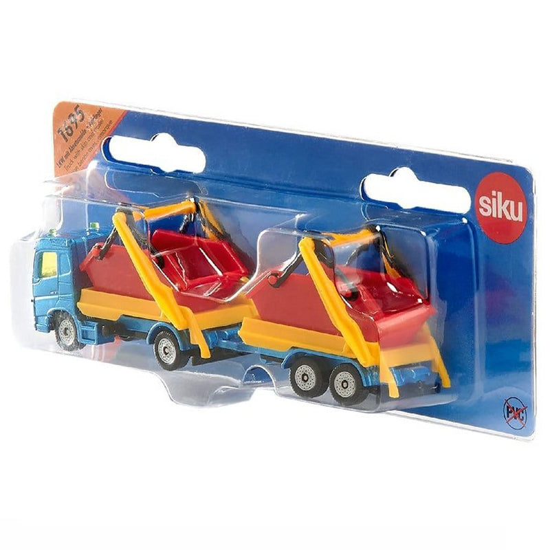 Laad de afbeelding in de Gallery-viewer, Siku 1695 Vrachtwagen + Puincontainer En Aanhanger
