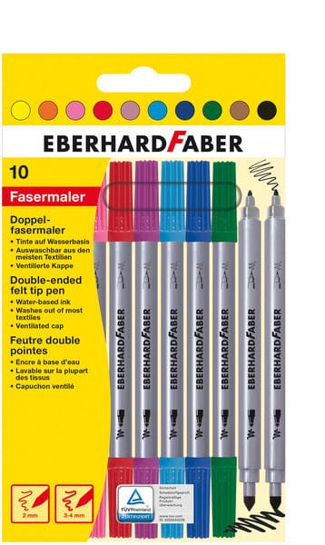 Laad de afbeelding in de Gallery-viewer, Eberhard Faber Ef-550010 Viltstiften Duo 0,8+1-3Mm Assorti Etui Ã 10Stuks
