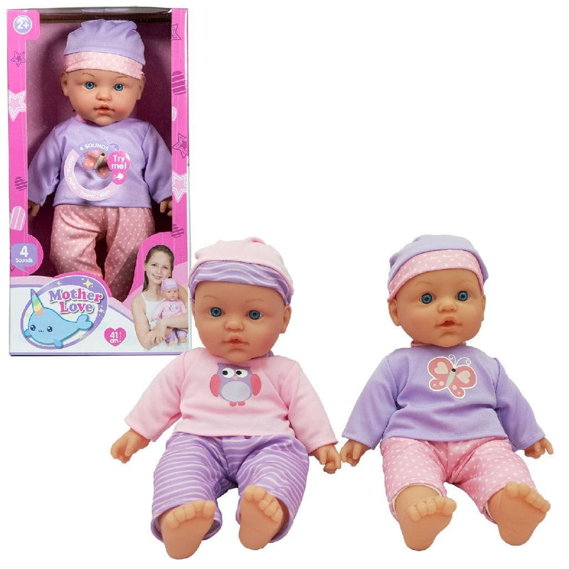 Laad de afbeelding in de Gallery-viewer, Basic Mother Love Zachte Babypop Met Geluid 41 Cm Assorti
