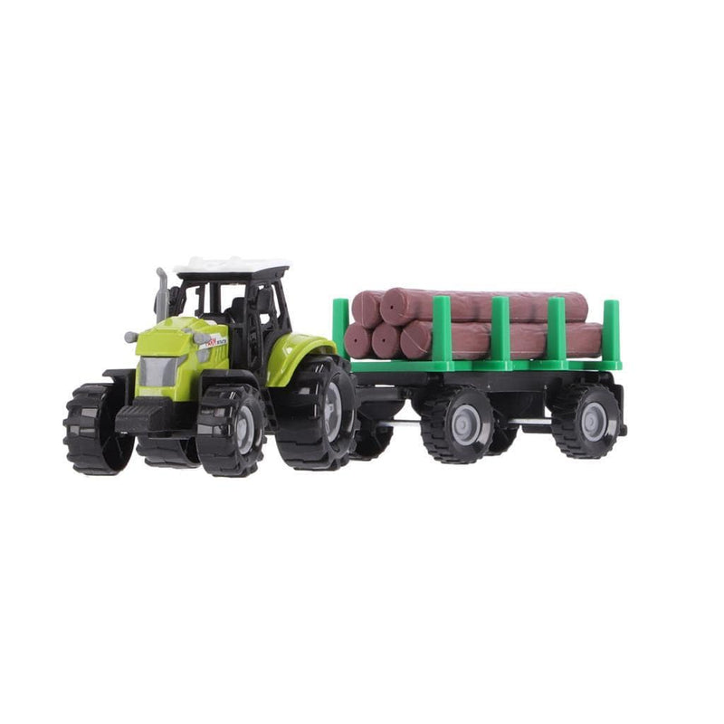 Laad de afbeelding in de Gallery-viewer, Overige Merken Tractor + Aanhanger Met Boomstammen + Licht En Geluid
