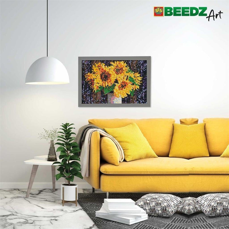 Laad de afbeelding in de Gallery-viewer, Ses Creative Beedz Art Strijkkralen Zonnebloemen 30X45.5 Cm 7000 Stuks
