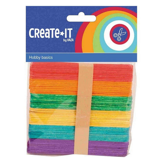 Haza Create It Houten Ijsstokjes 50 Stuks Multicolor