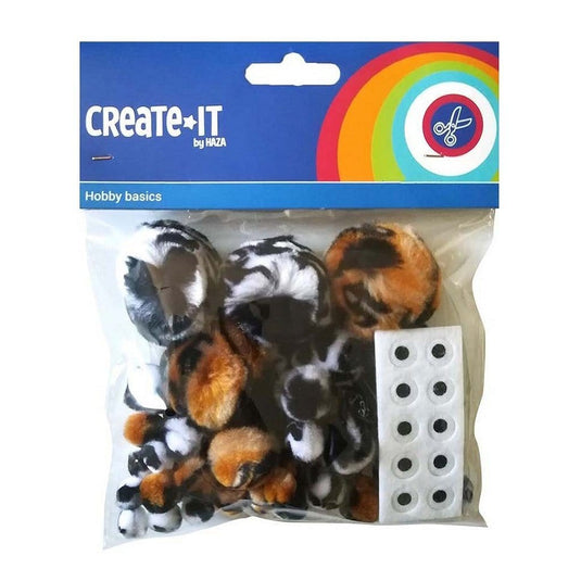 Create It Creat It Animal Mix Pompoms + Oogjes 75 Stuks