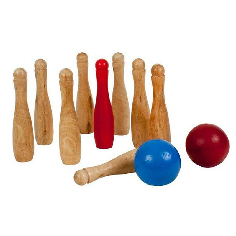 Laad de afbeelding in de Gallery-viewer, Outdoor Play Houten Tuin Bowlingset Met 9 Kegels En 2 Ballen
