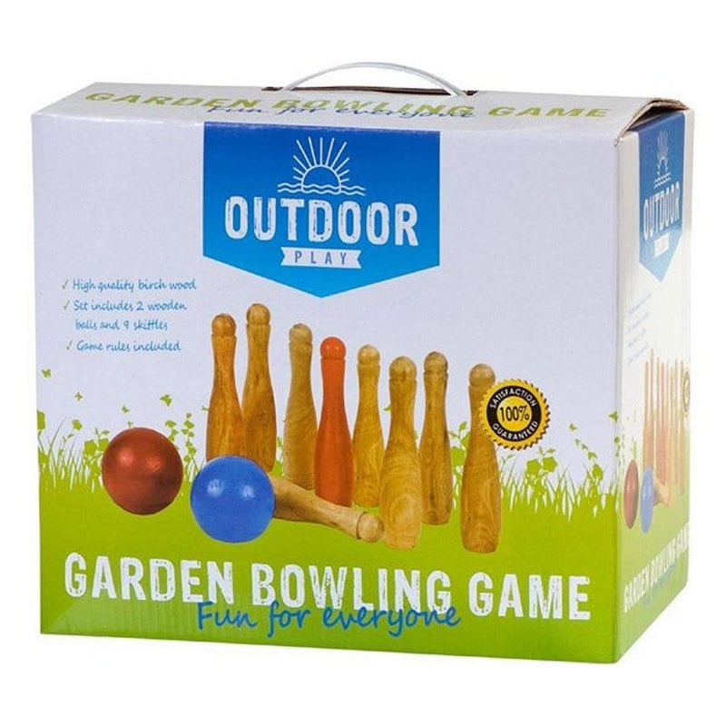 Laad de afbeelding in de Gallery-viewer, Outdoor Play Houten Tuin Bowlingset Met 9 Kegels En 2 Ballen
