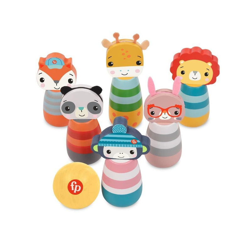 Laad de afbeelding in de Gallery-viewer, Fisher Price Houten Kegelspel Dieren
