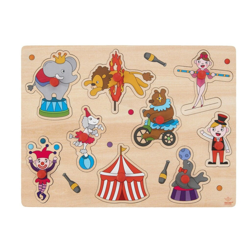 Laad de afbeelding in de Gallery-viewer, Engelhart Houten Knopjes Puzzel Circus 9 Stukjes
