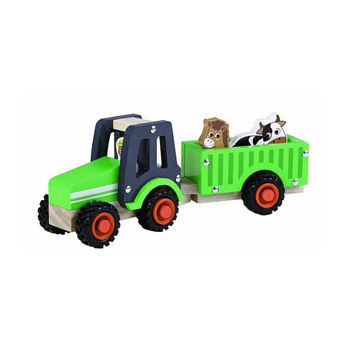 Simply For Kids Houten Tractor + Aanhanger En Dieren