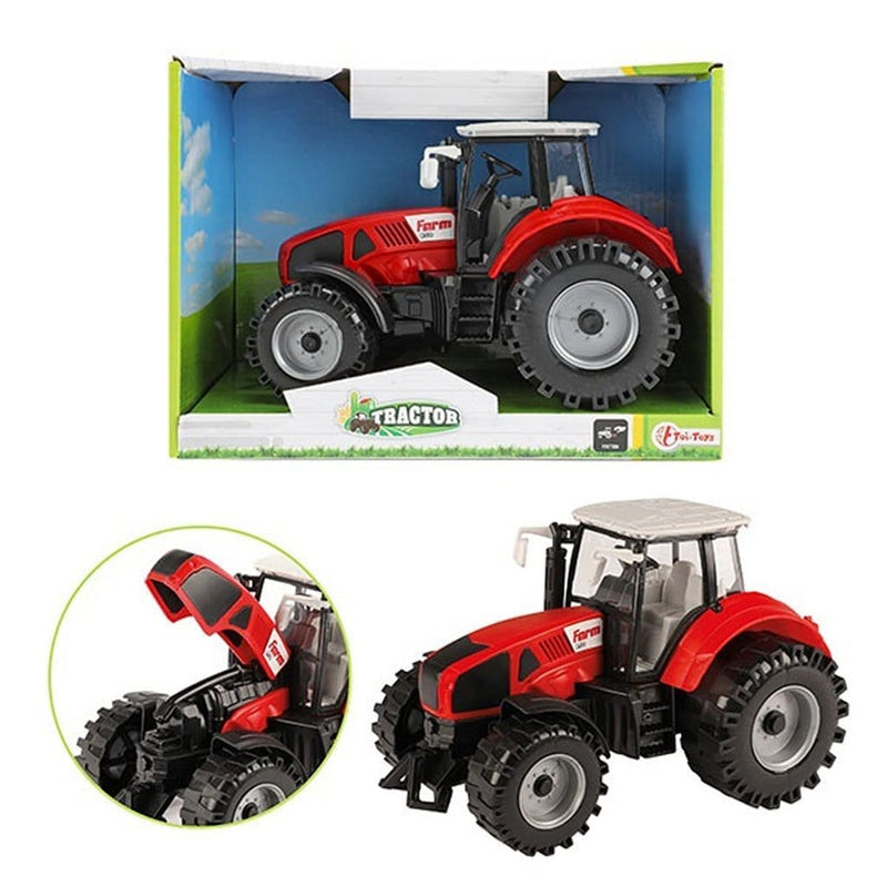 Laad de afbeelding in de Gallery-viewer, Tractor Tractor Met Frictie 19 Cm Rood/Zwart
